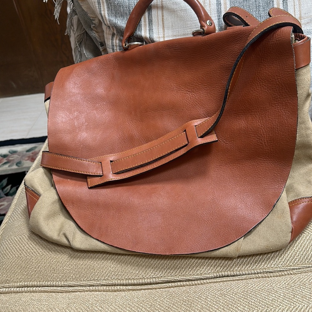 Vintage leather canvas messenger bag